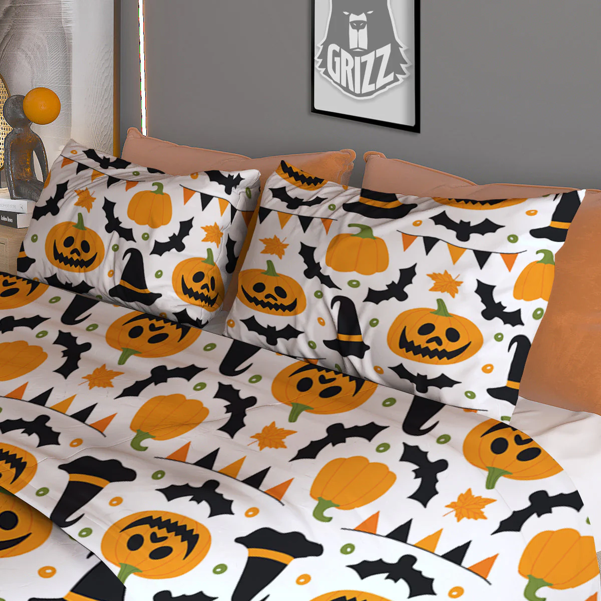 Witch Hat Halloween Print Pattern Duvet Cover Bedding Set - Image 3