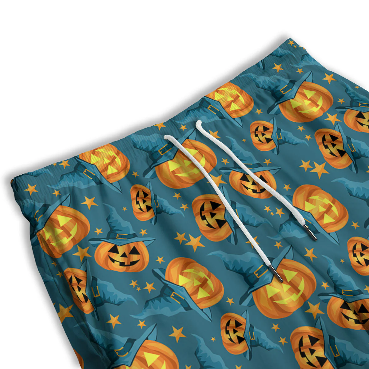Witch Hat Pumpkin Print Pattern Men's Athletic Shorts - Image 3