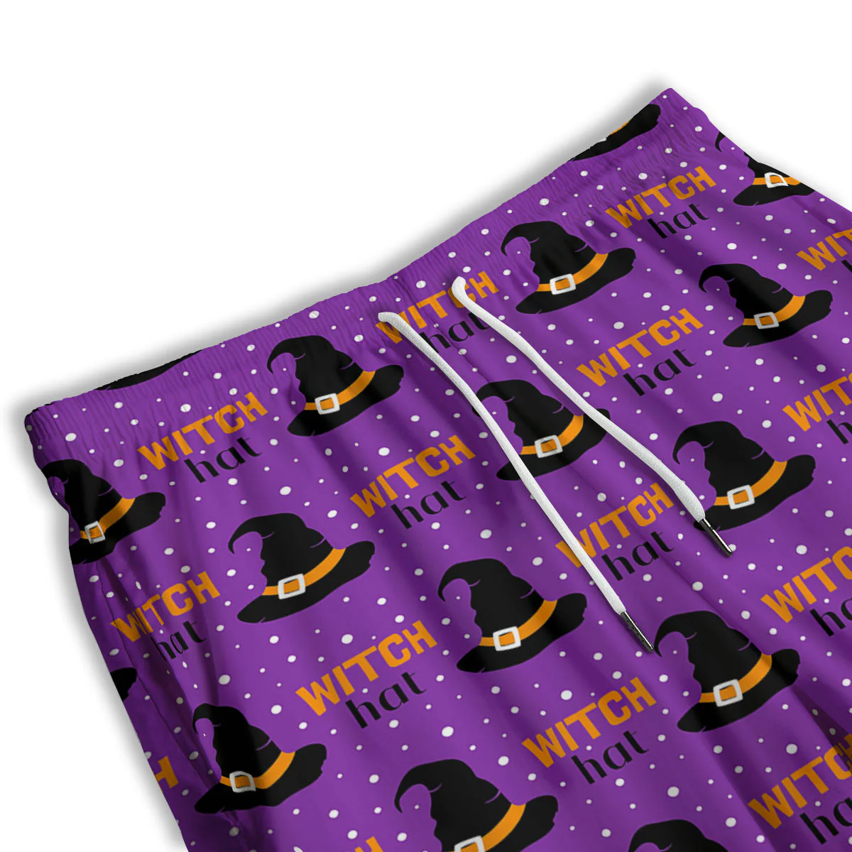 Witch Hat Purple Halloween Print Pattern Men's Athletic Shorts - Image 3