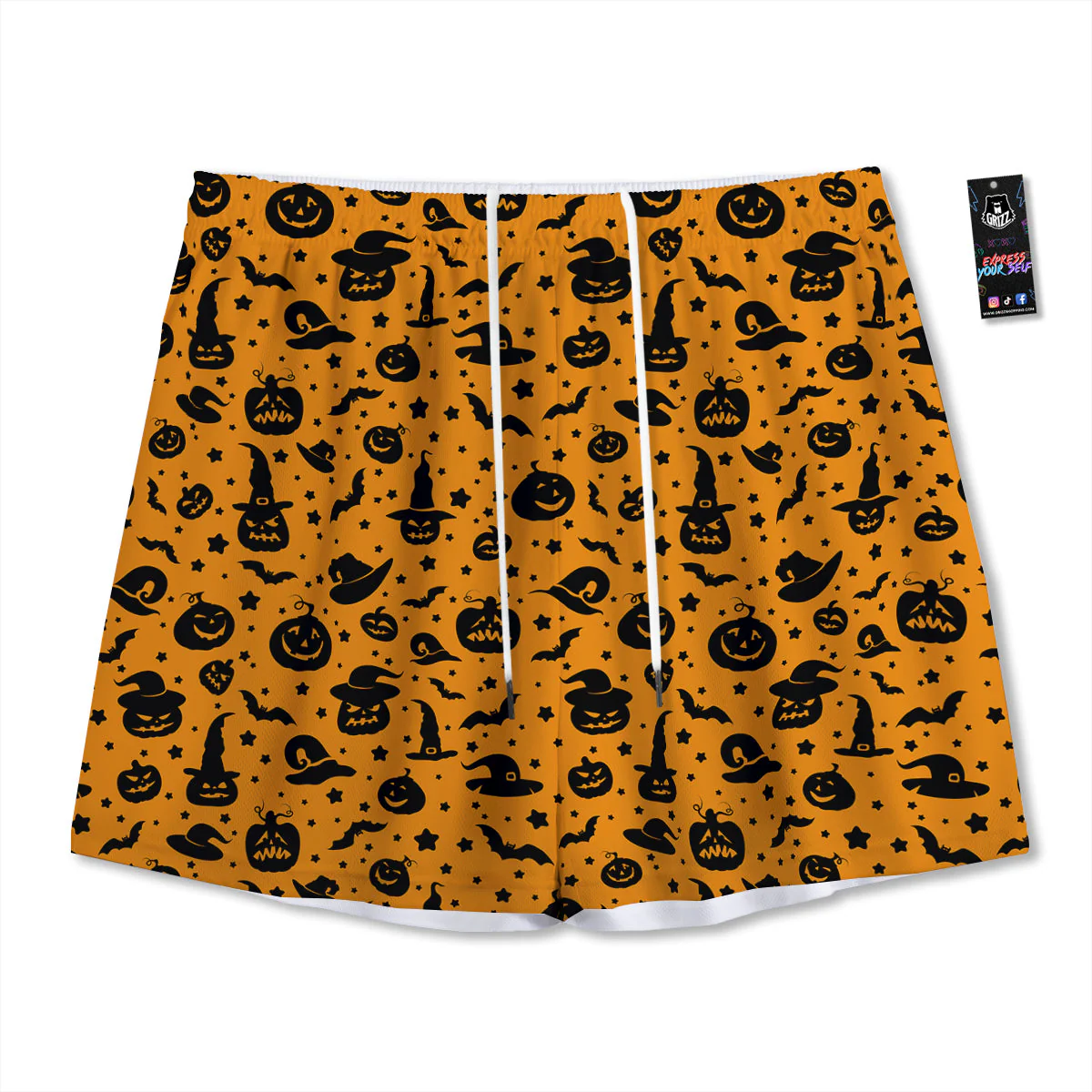 Wizard Halloween Print Pattern Mesh Shorts