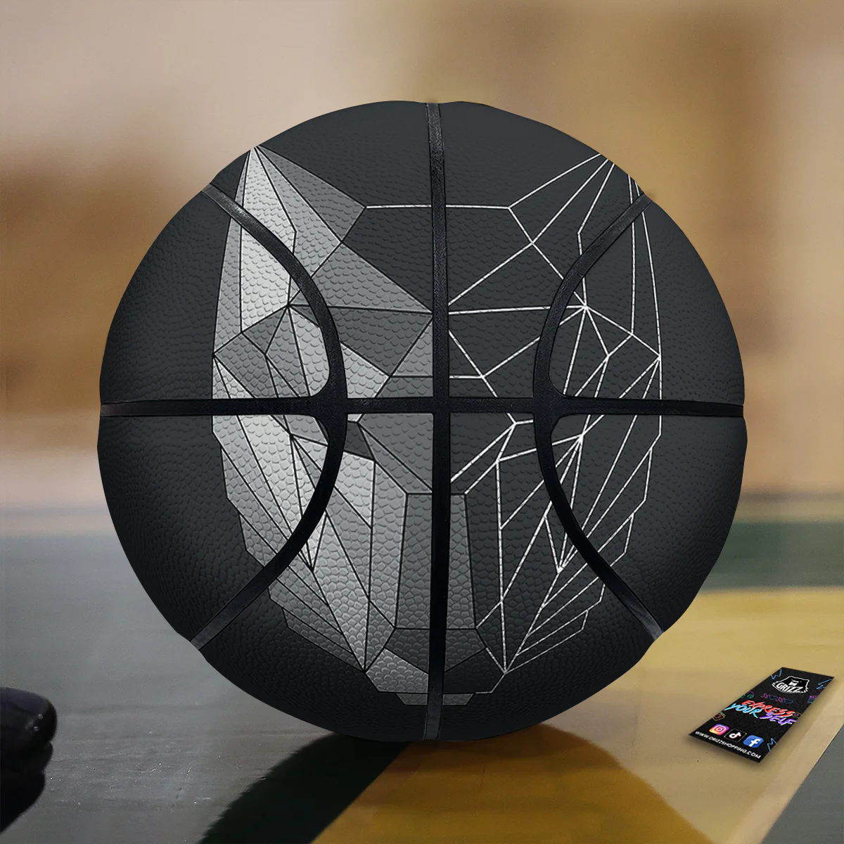 Wolf Geometric Dark Print Basketball