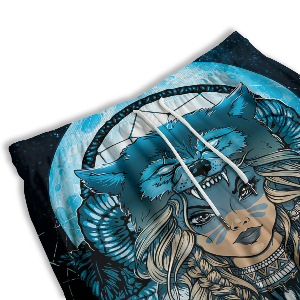 Wolf Girl Native American Print Men's Athletic Shorts - Image 3