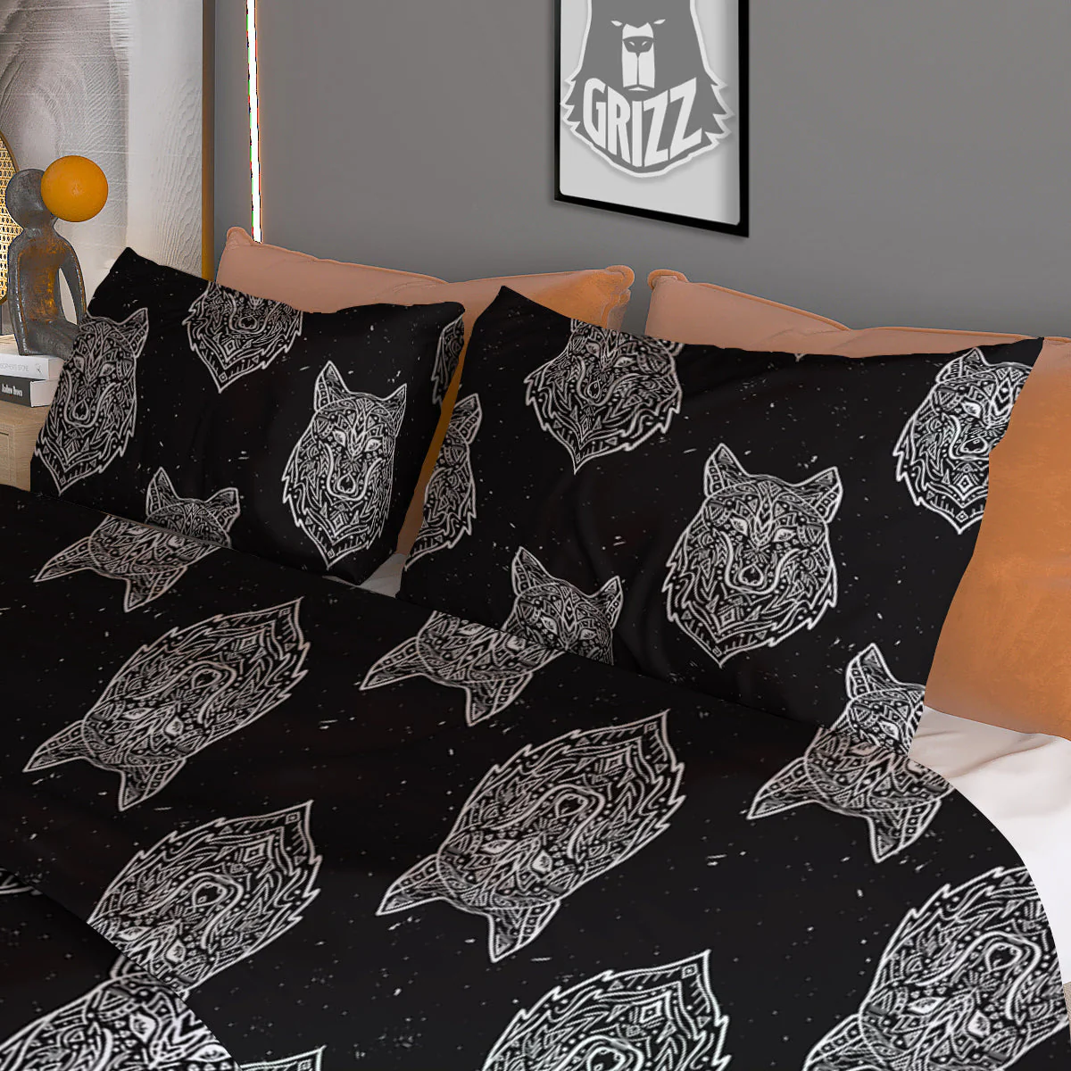Wolf Native Tribal Print Pattern Duvet Cover Bedding Set - Image 3