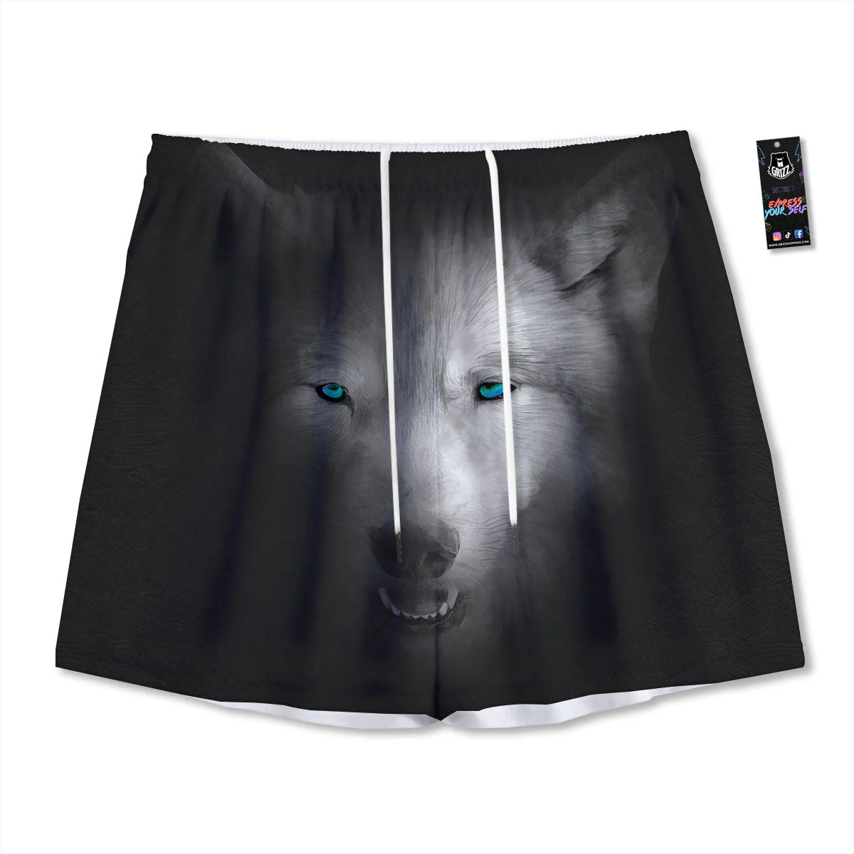 Wolf Painting Watercolor Print Mesh Shorts