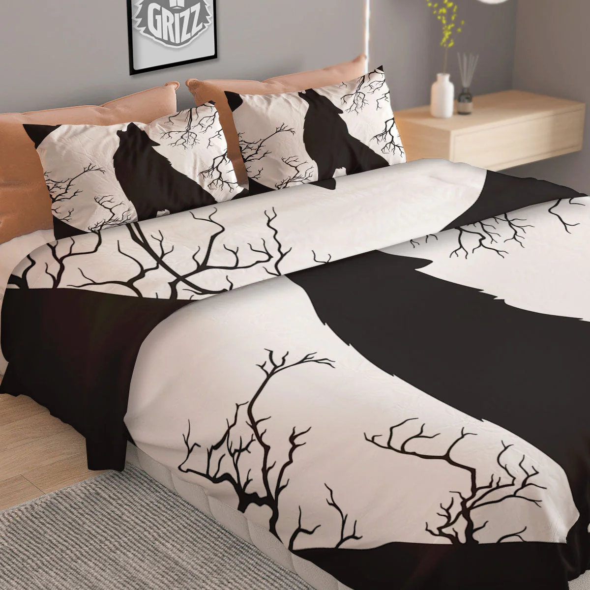 Wolf Spirit And Moon Print Duvet Cover Bedding Set - Image 2