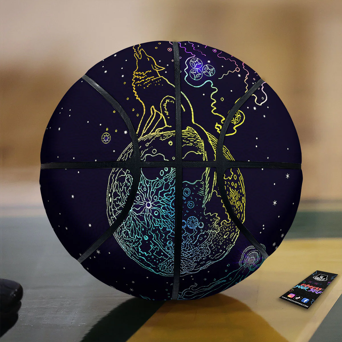Wolf Spirit Galaxy Howling Print Basketball