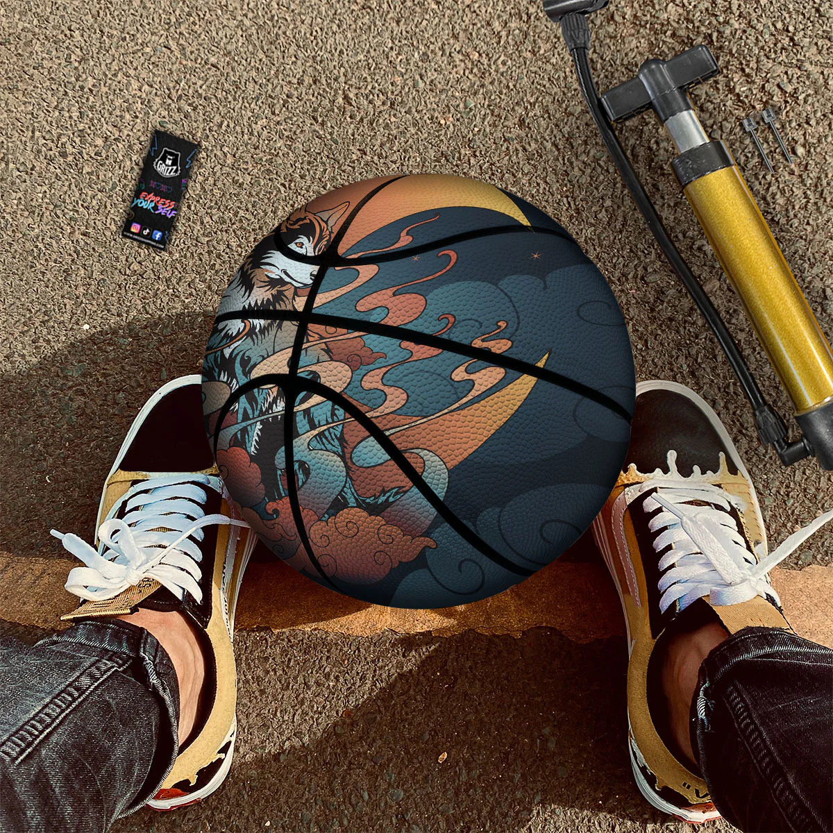Wolf Spirit Night Forest Print Basketball - Image 2
