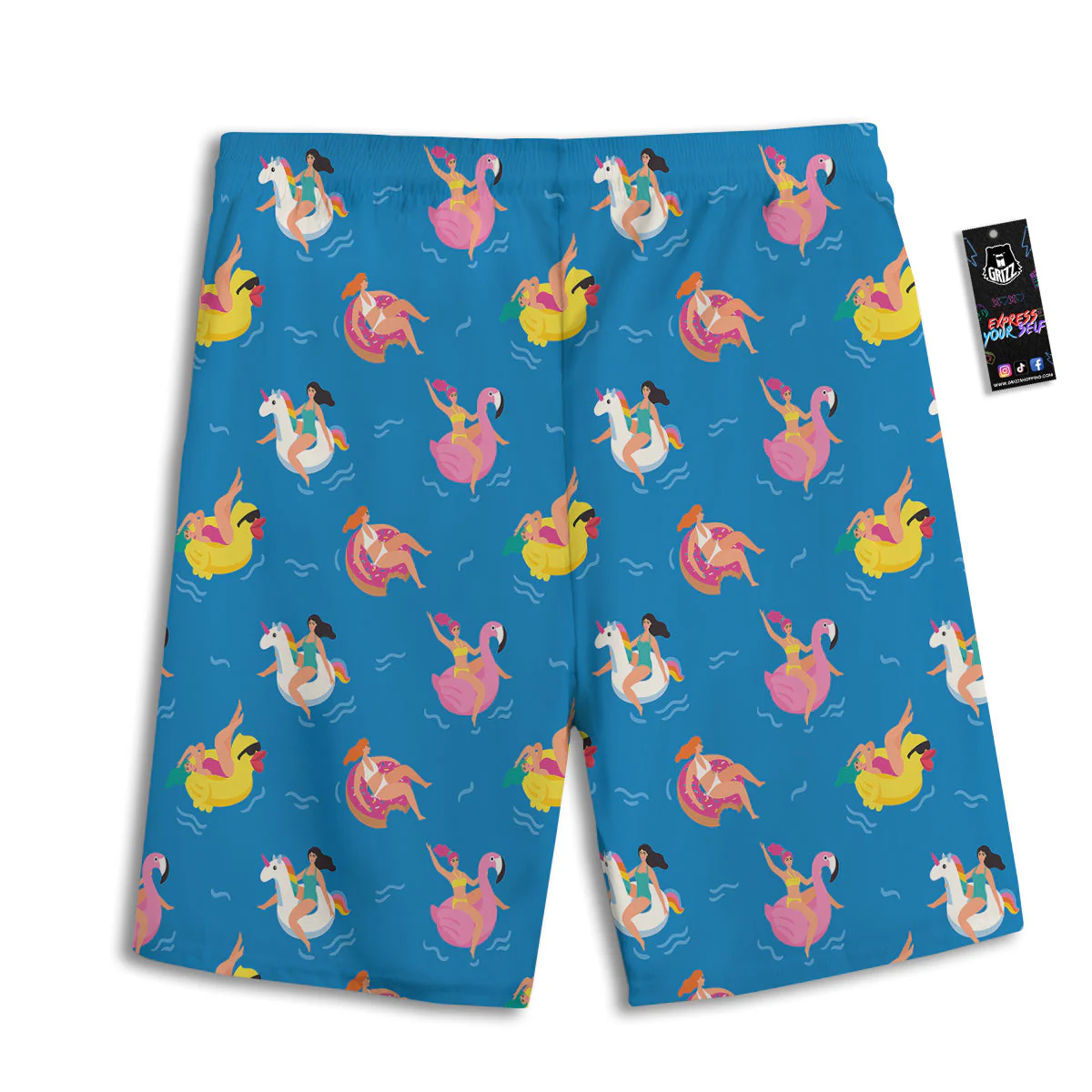 Women Swimming In The Sea Print Pattern Men's Athletic Shorts - Image 2