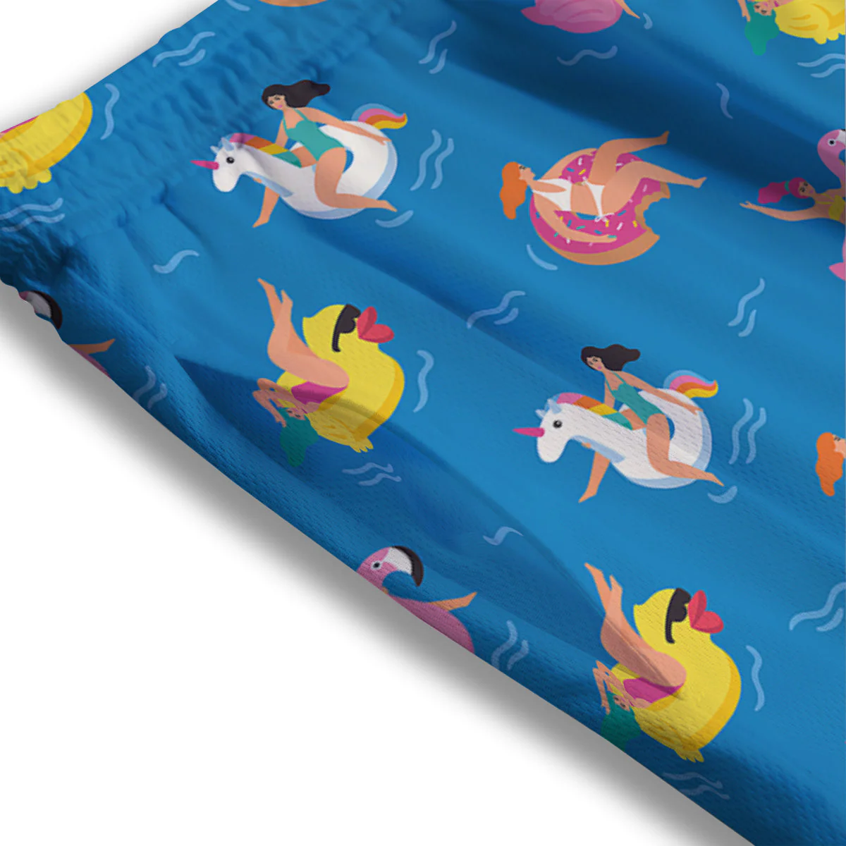 Women Swimming In The Sea Print Pattern Mesh Shorts - Image 3