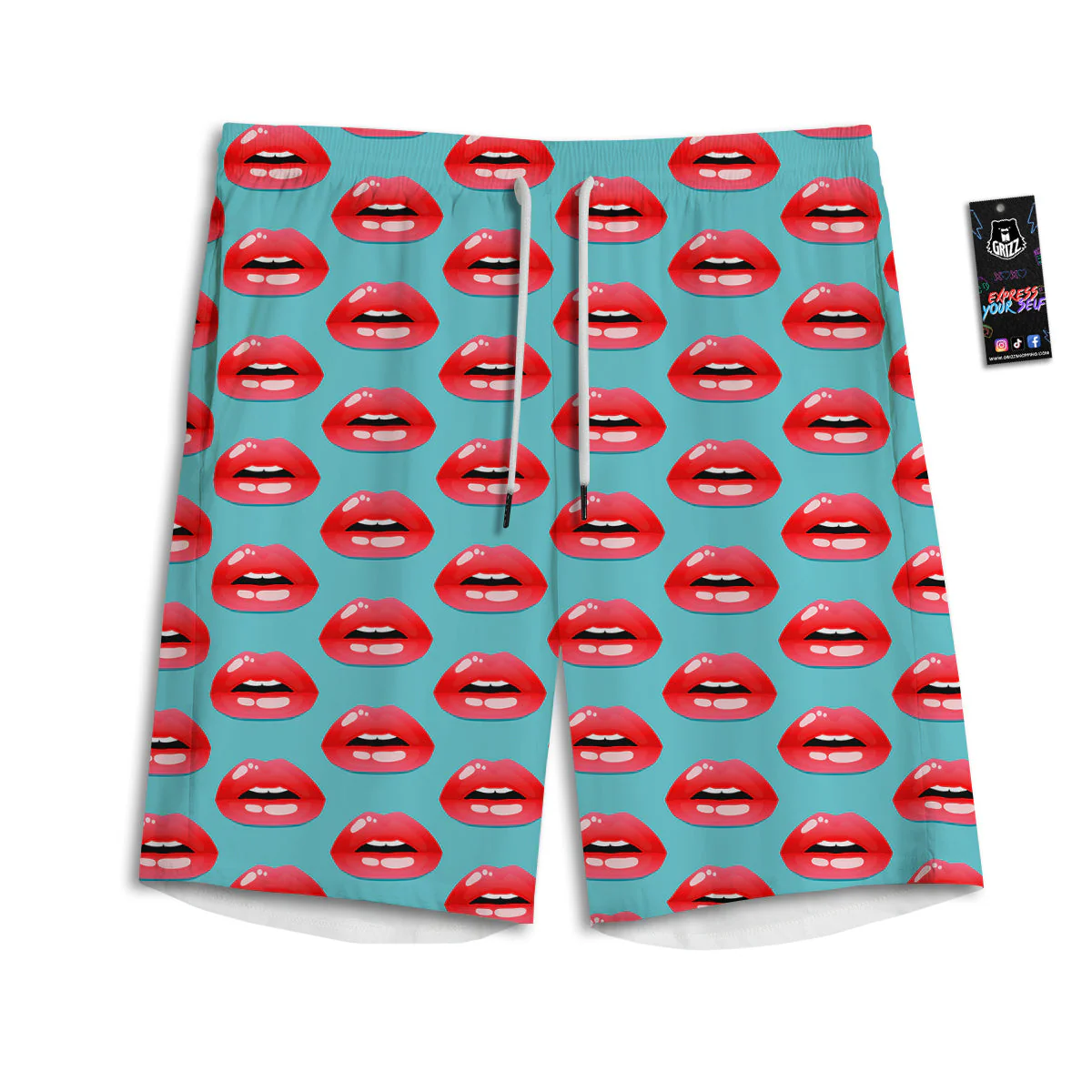 Women's Lips Print Pattern Men's Athletic Shorts