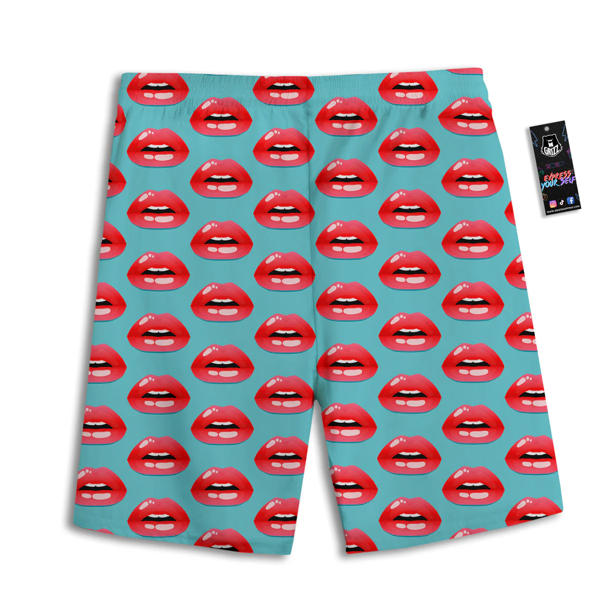 Women's Lips Print Pattern Men's Athletic Shorts - Image 2
