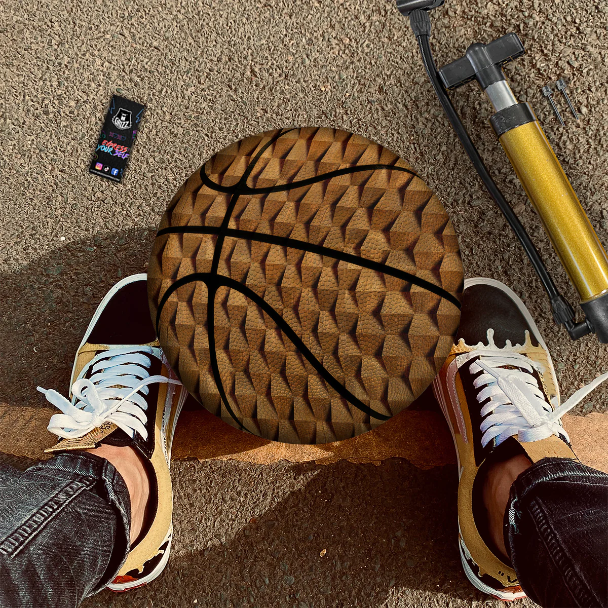 Wood Wall 3D Print Pattern Basketball - Image 2