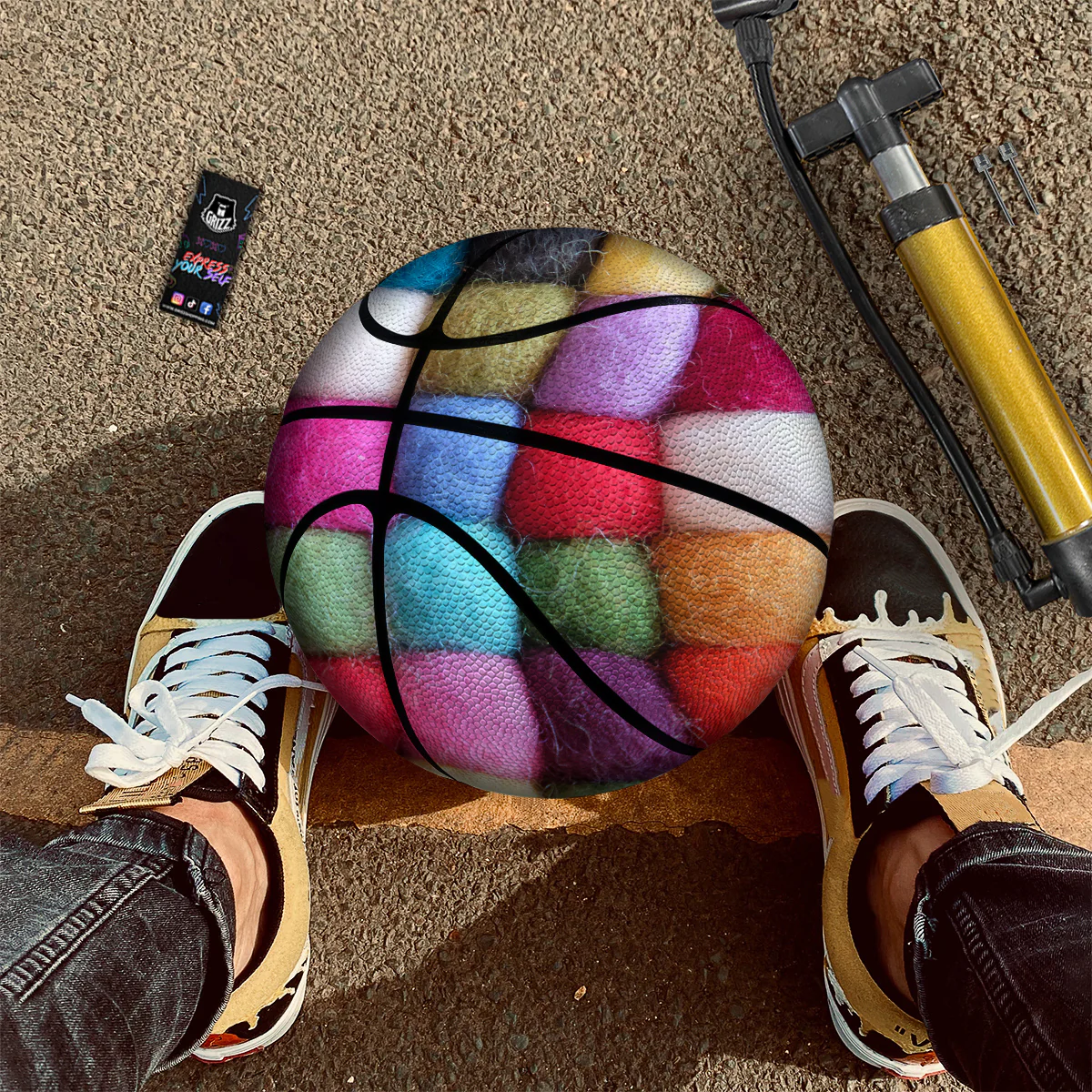 Wool Yarns Colorful Print Basketball - Image 3