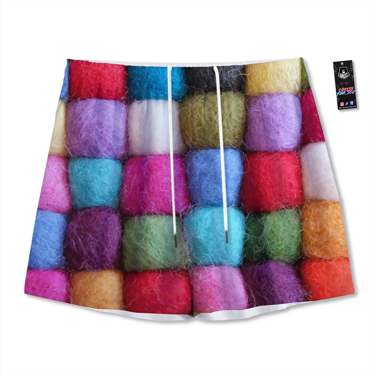Wool Yarns Colorful Print Mesh Shorts