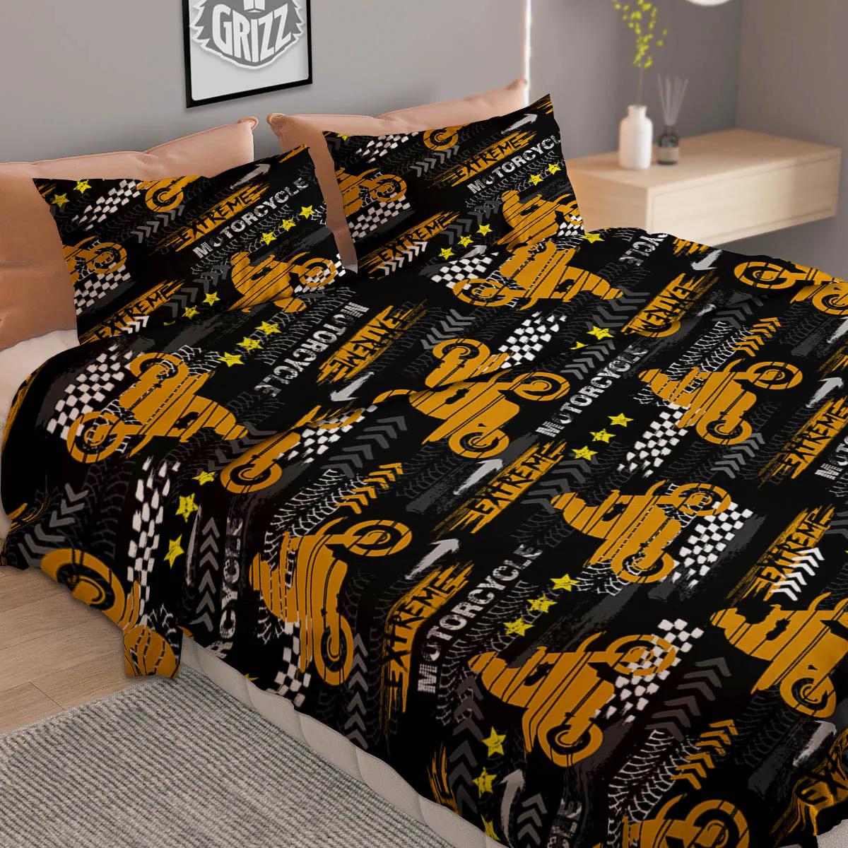 Words Motorcycle Print Pattern Duvet Cover Bedding Set - Image 2