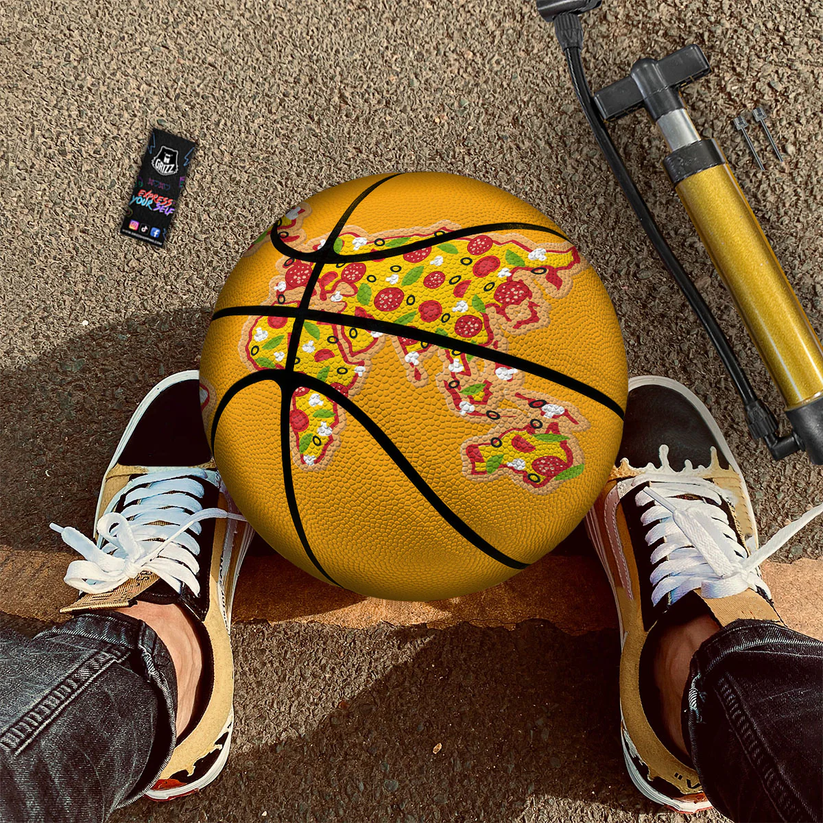 World Map Pizza Print Basketball - Image 2