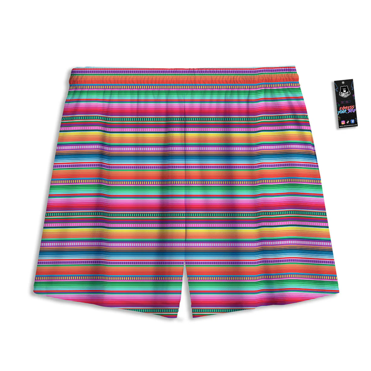 Woven Ethnic Mexican Print Pattern Mesh Shorts - Image 2