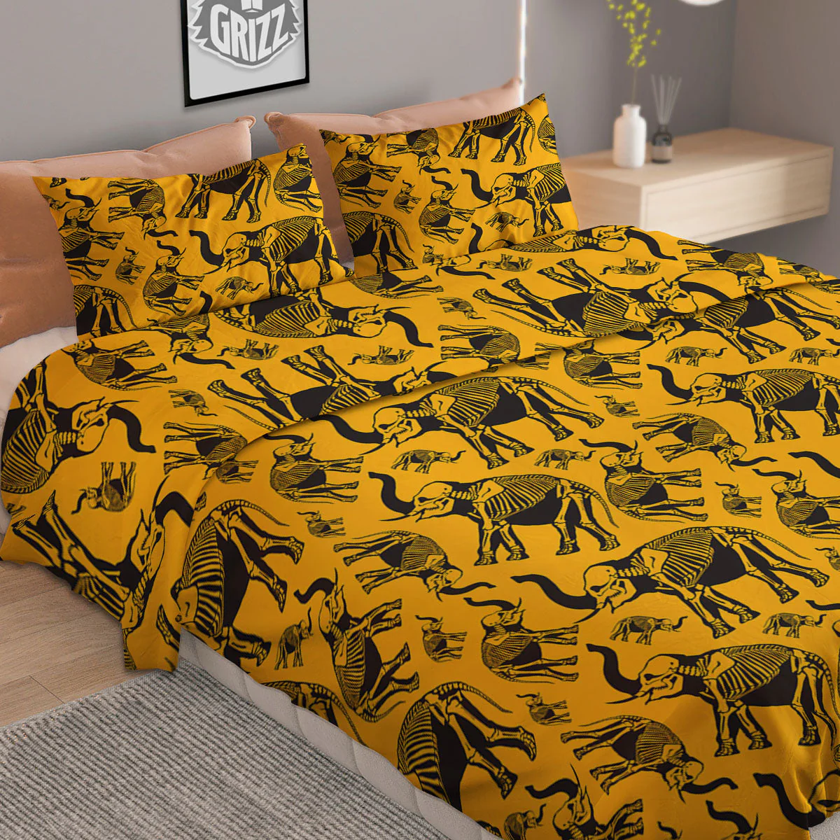 X-Ray Elephant Skeleton Print Pattern Duvet Cover Bedding Set - Image 2