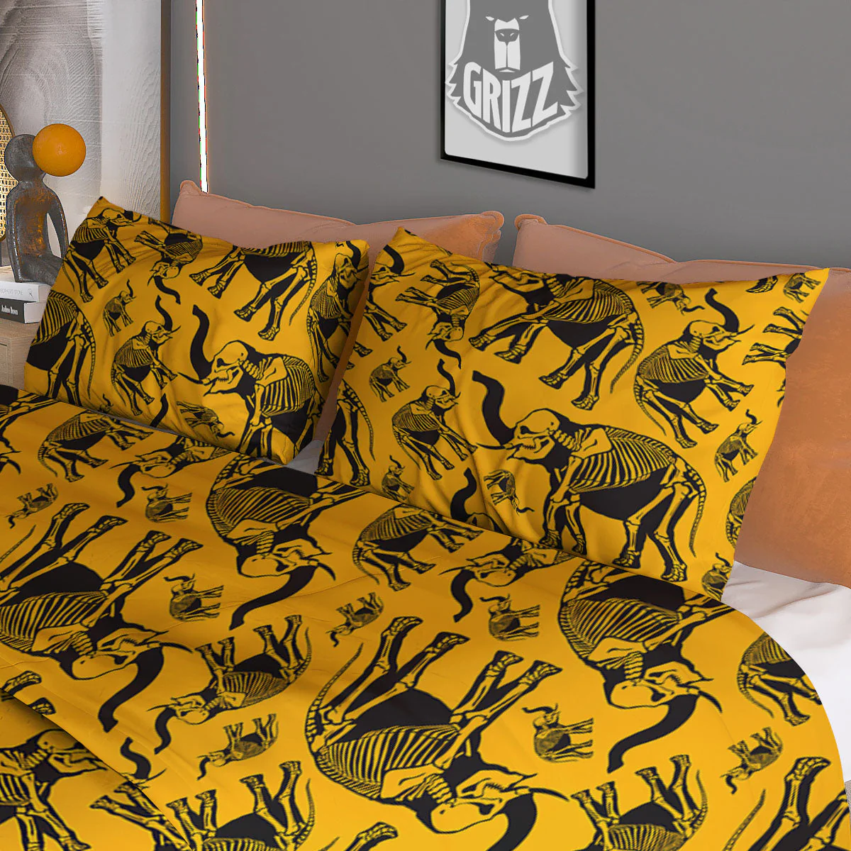 X-Ray Elephant Skeleton Print Pattern Duvet Cover Bedding Set - Image 3