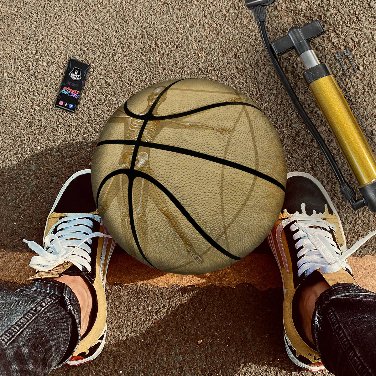 X-Ray Vitruvian Man Print Basketball - Image 2