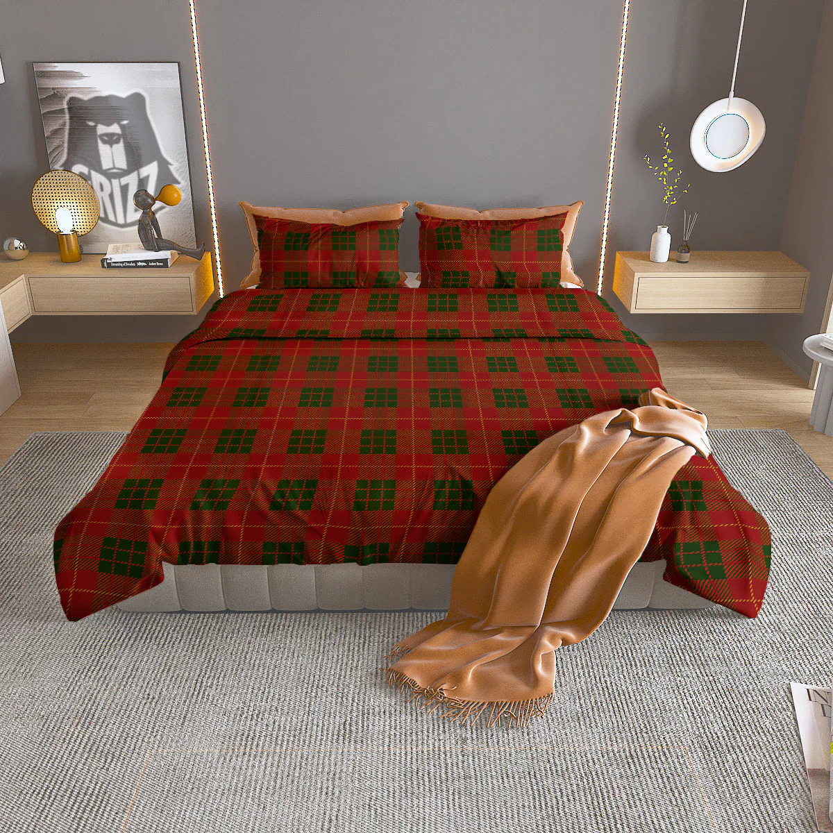 Xmas Plaid Print Pattern Duvet Cover Bedding Set