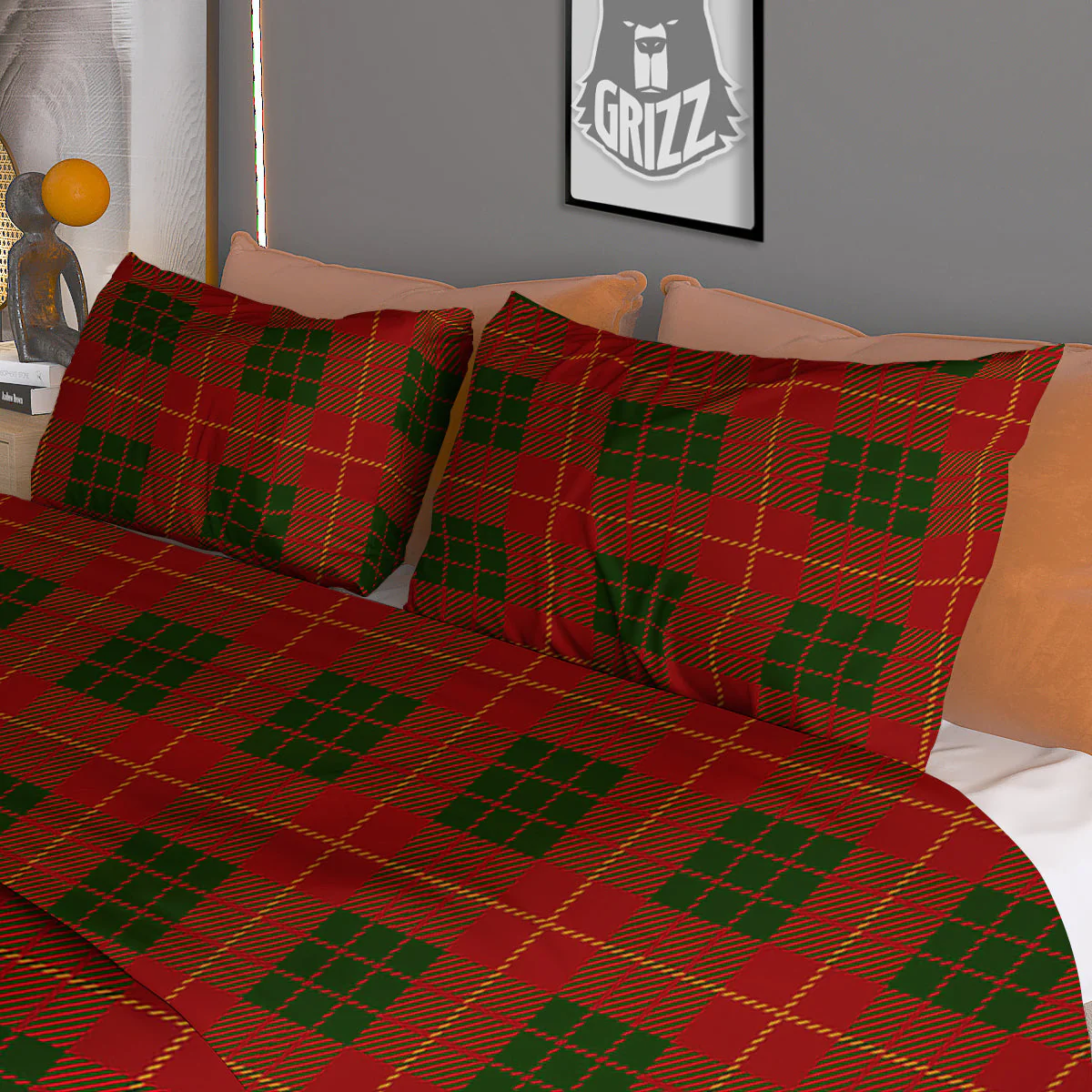 Xmas Plaid Print Pattern Duvet Cover Bedding Set - Image 3