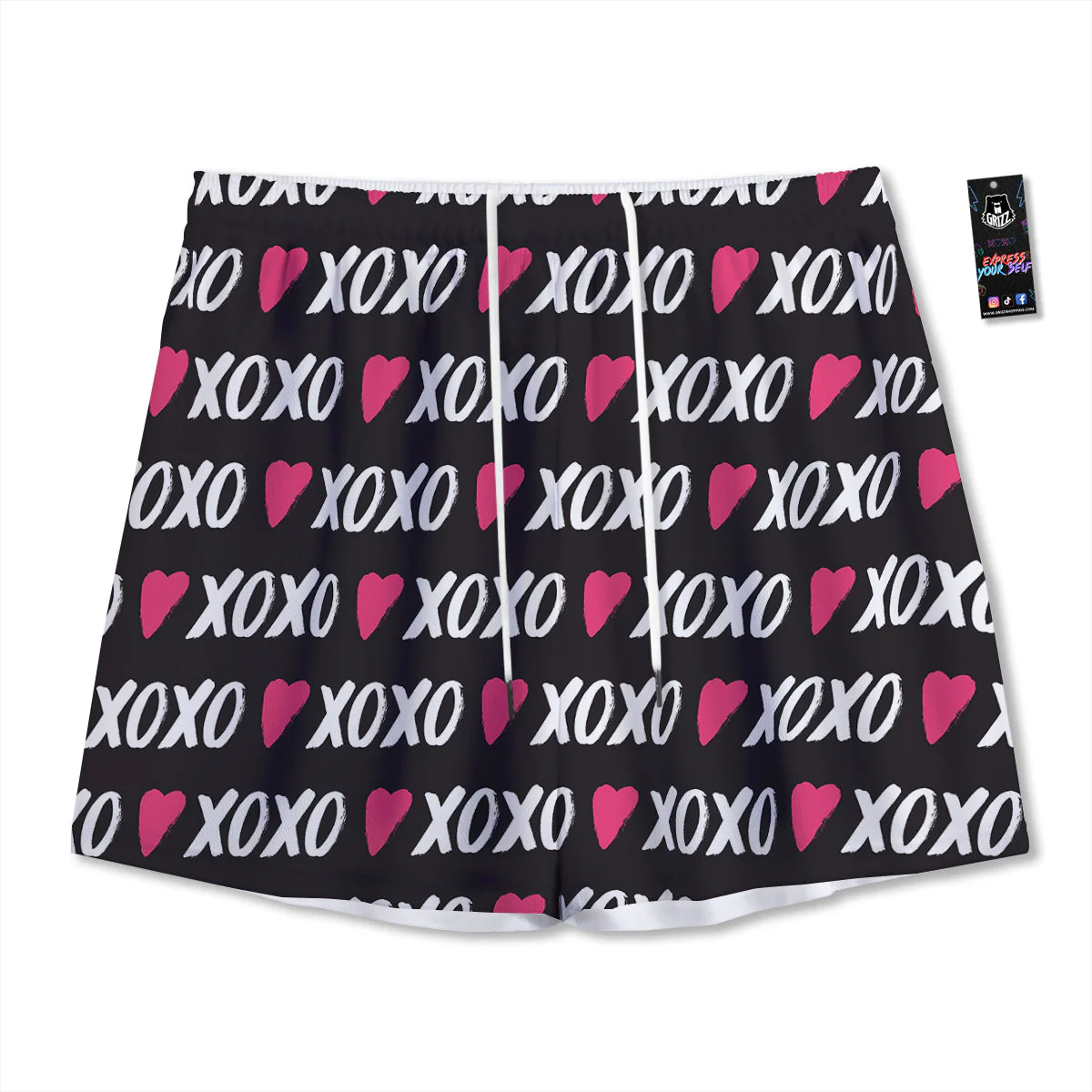 XOXO Valentine's Day Print Pattern Mesh Shorts