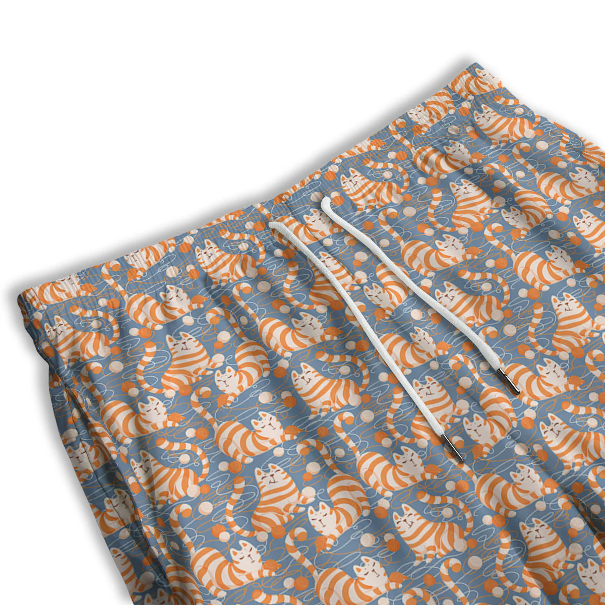 Yarn Ball And Cat Print Pattern Men's Athletic Shorts - Image 3