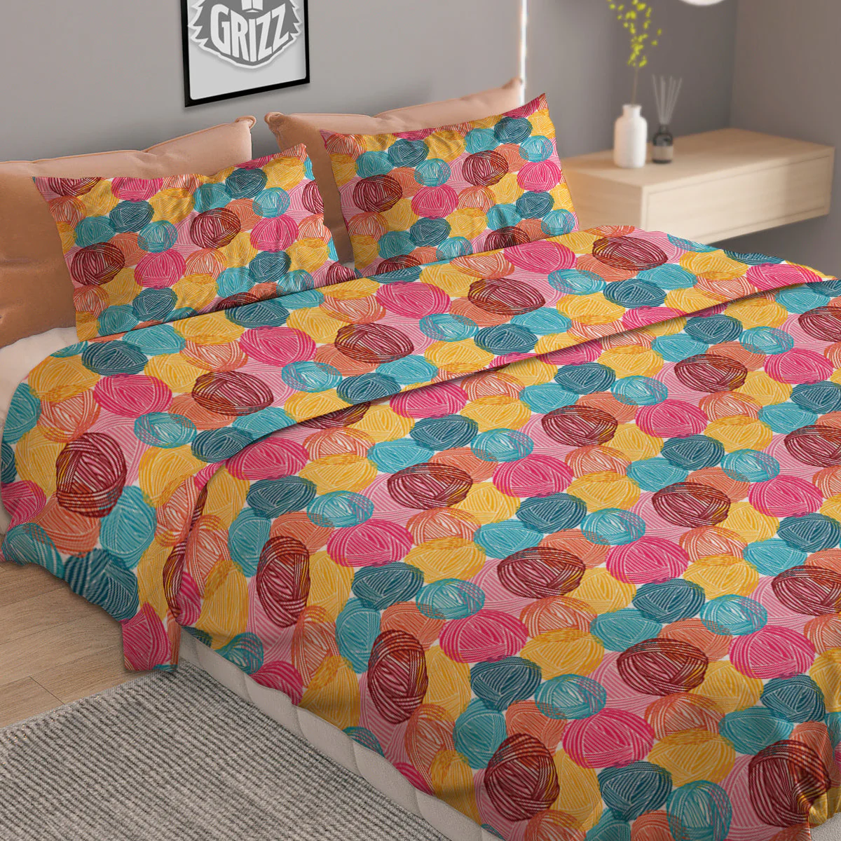 Yarn Balls Colorful Print Duvet Cover Bedding Set - Image 2