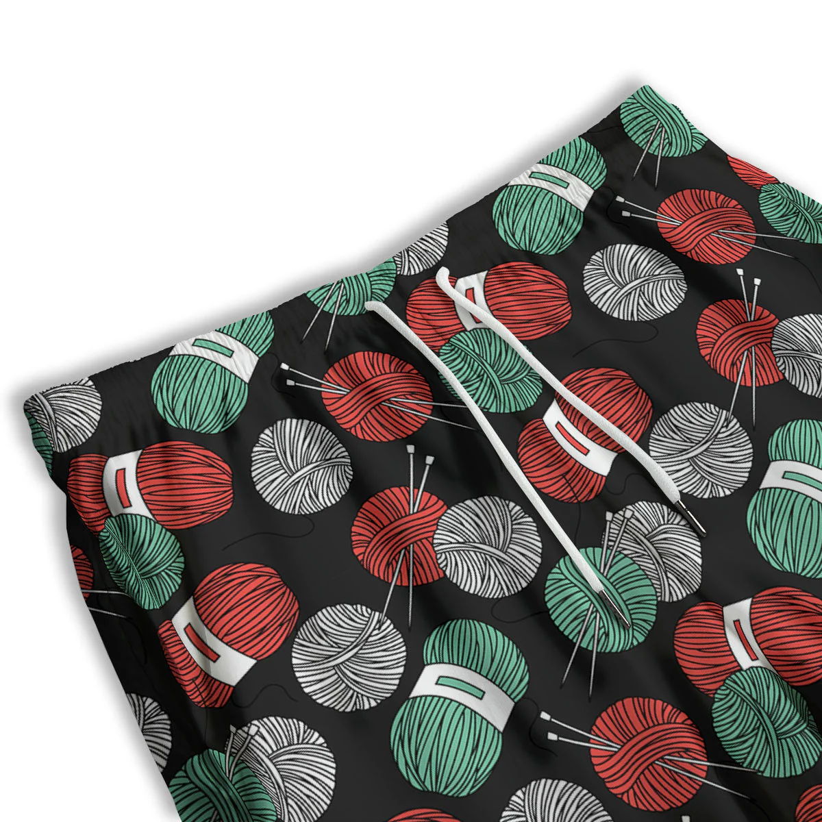 Yarn Knitting Print Pattern Men's Athletic Shorts - Image 3