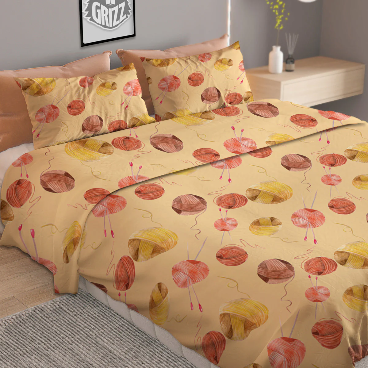 Yarn Watercolor Print Pattern Duvet Cover Bedding Set - Image 2