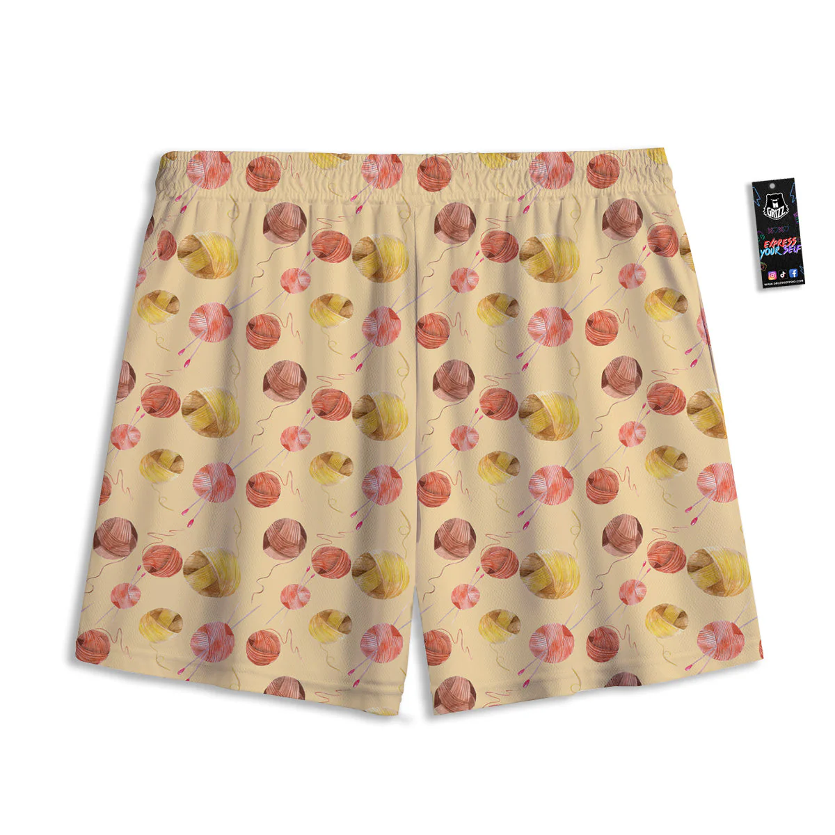 Yarn Watercolor Print Pattern Mesh Shorts - Image 2