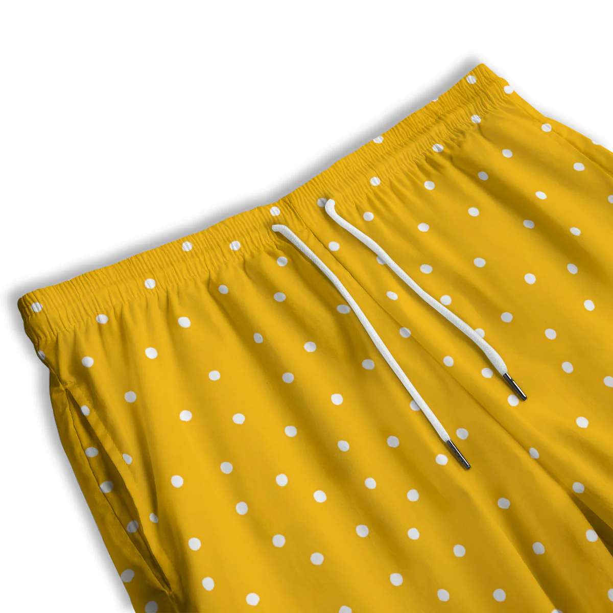Yellow And White Polka Dot Print Pattern Men's Athletic Shorts - Image 3