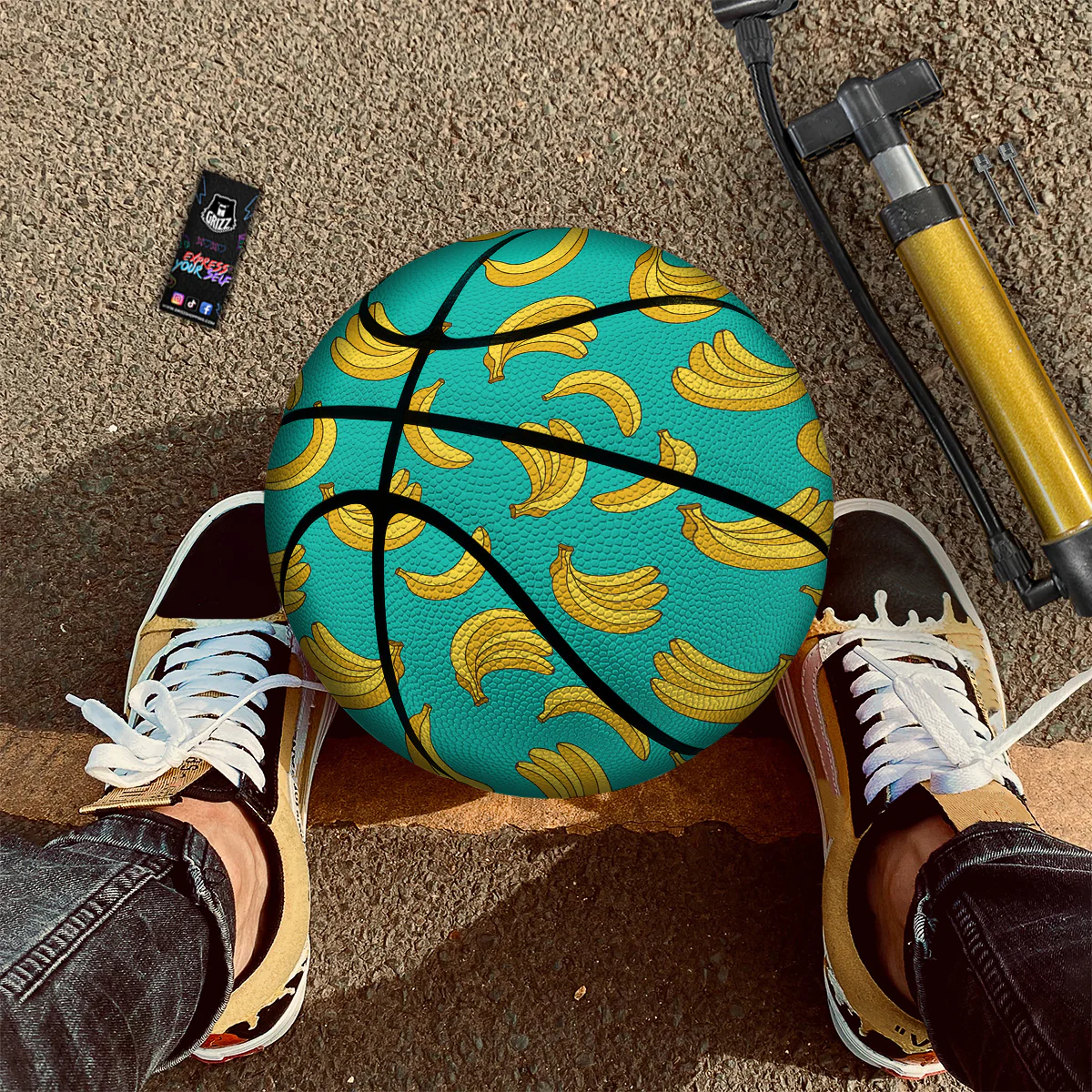 Yellow Banana Print Pattern  Basketball - Image 2