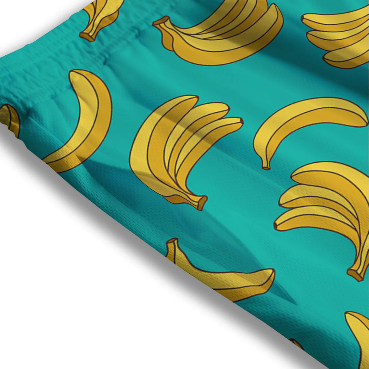 Yellow Banana Print Pattern  Mesh Shorts - Image 3