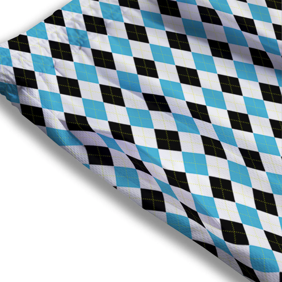 Yellow Black And Blue Argyle Print Mesh Shorts - Image 3