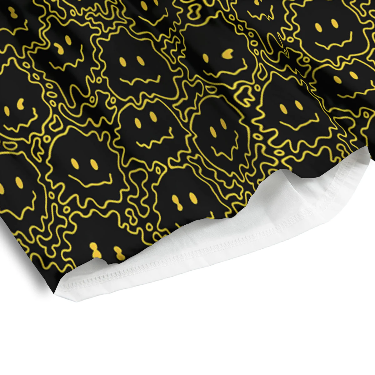 Yellow Crazy Emoji Print Pattern Men's Athletic Shorts - Image 4