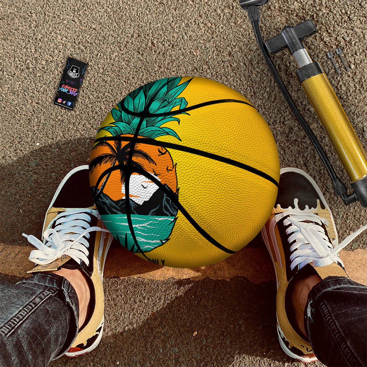 Yellow Pineapple Aloha Tropical Island Print Basketball - Image 2
