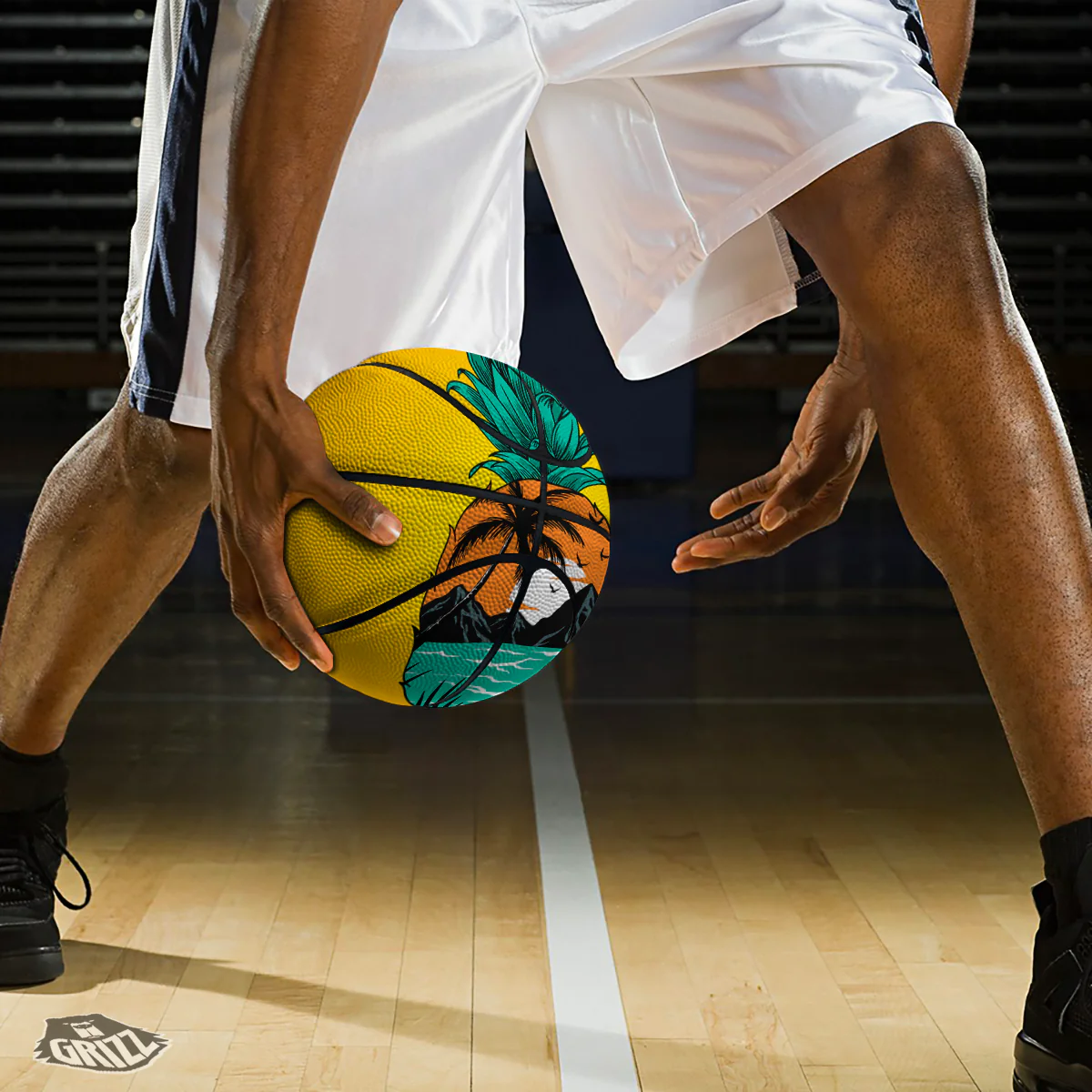 Yellow Pineapple Aloha Tropical Island Print Basketball - Image 3