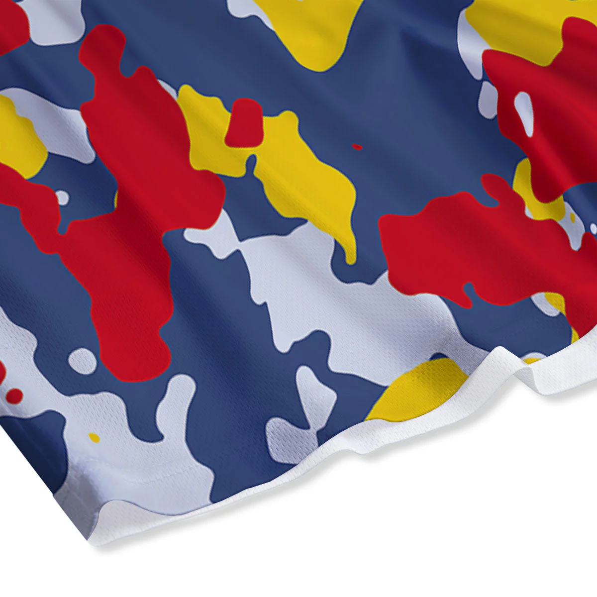 Yellow Red And Blue Camouflage Print Mesh Shorts - Image 4