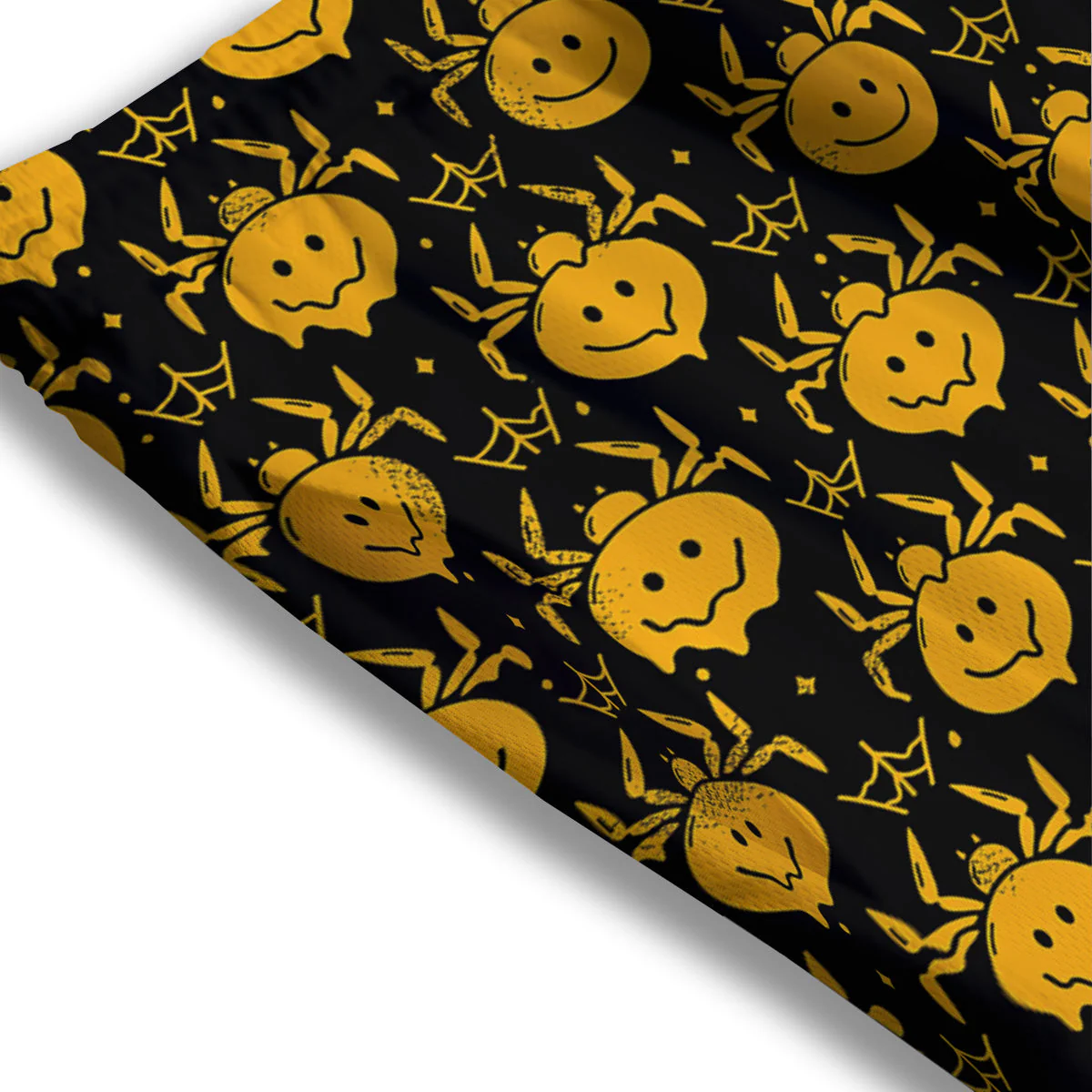Yellow Spider Psychedelic Melt Print Pattern Mesh Shorts - Image 3