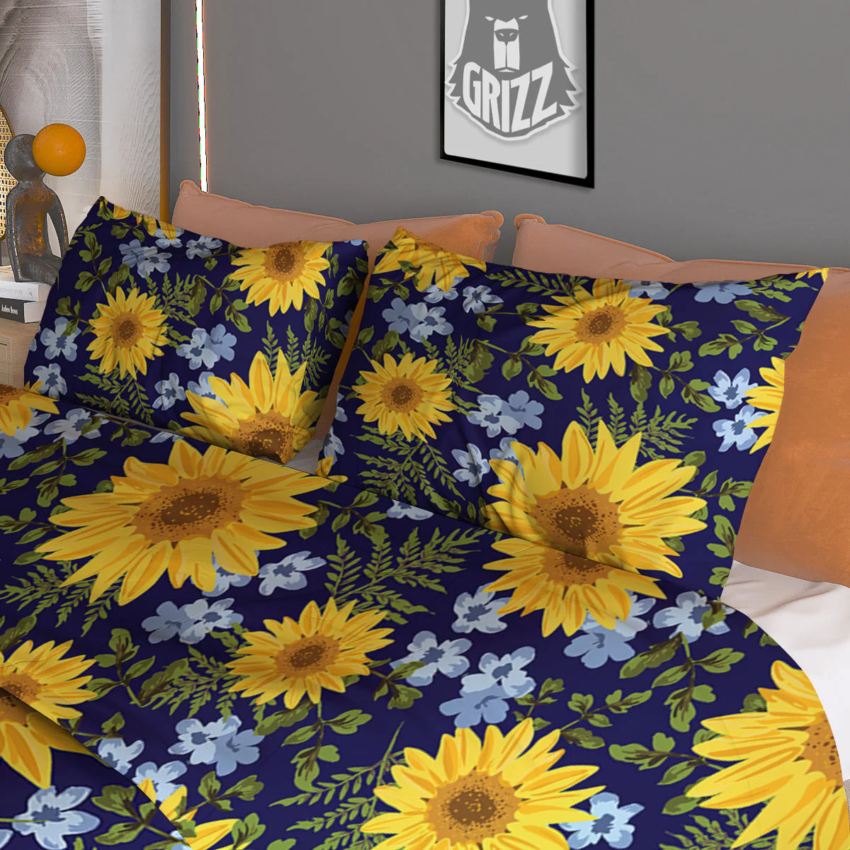 Yellow Sunflower Floral Print  Duvet Cover Bedding Set - Image 3