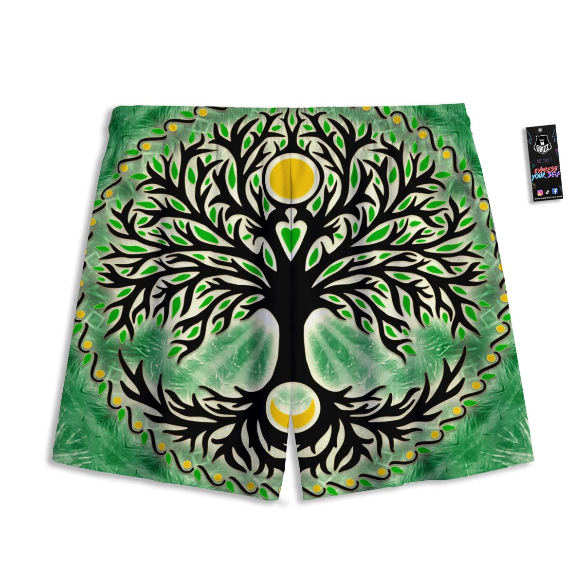 Yggdrasil Moon And Sun Print Mesh Shorts - Image 2