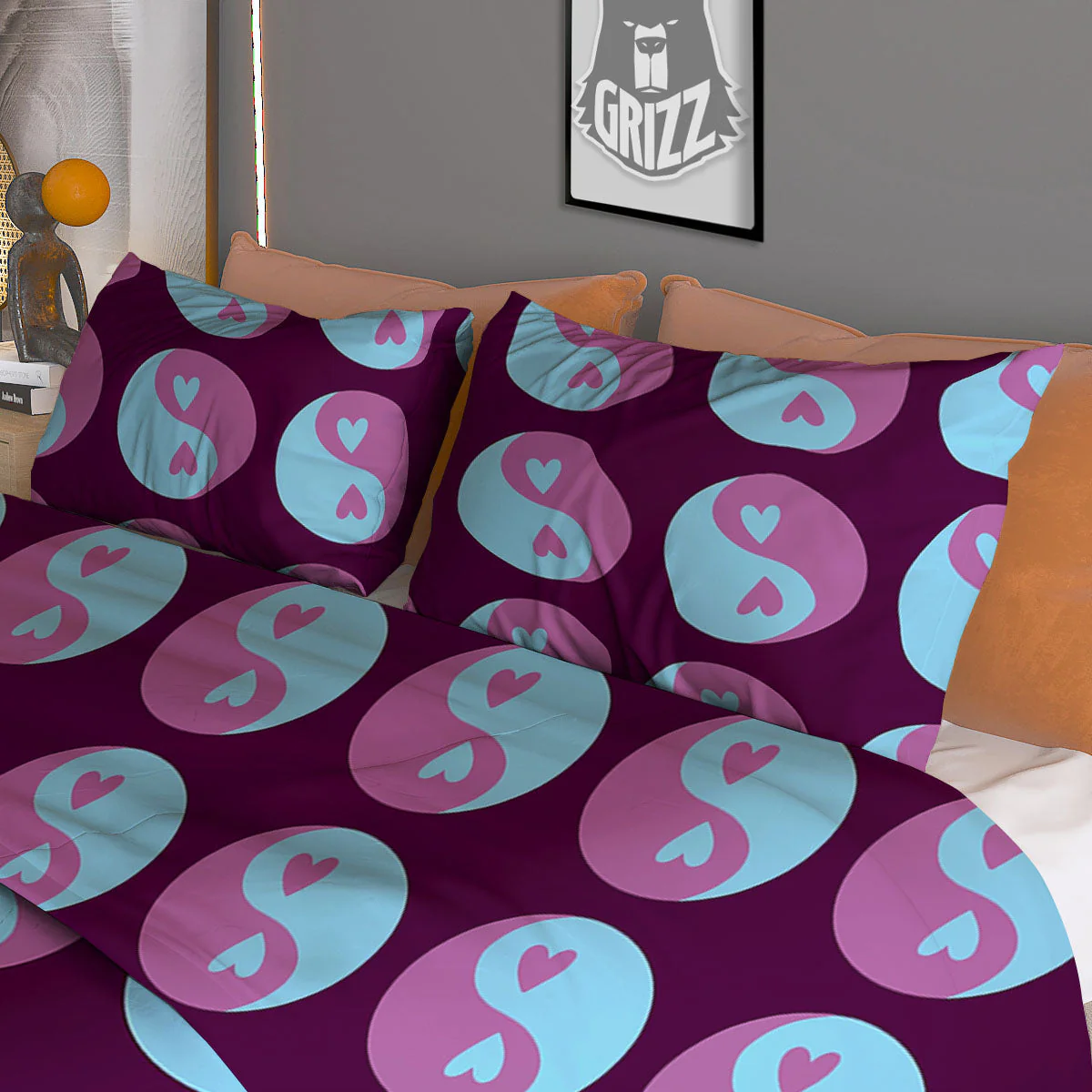 Yin Yang Blue And Purple Print Duvet Cover Bedding Set - Image 3