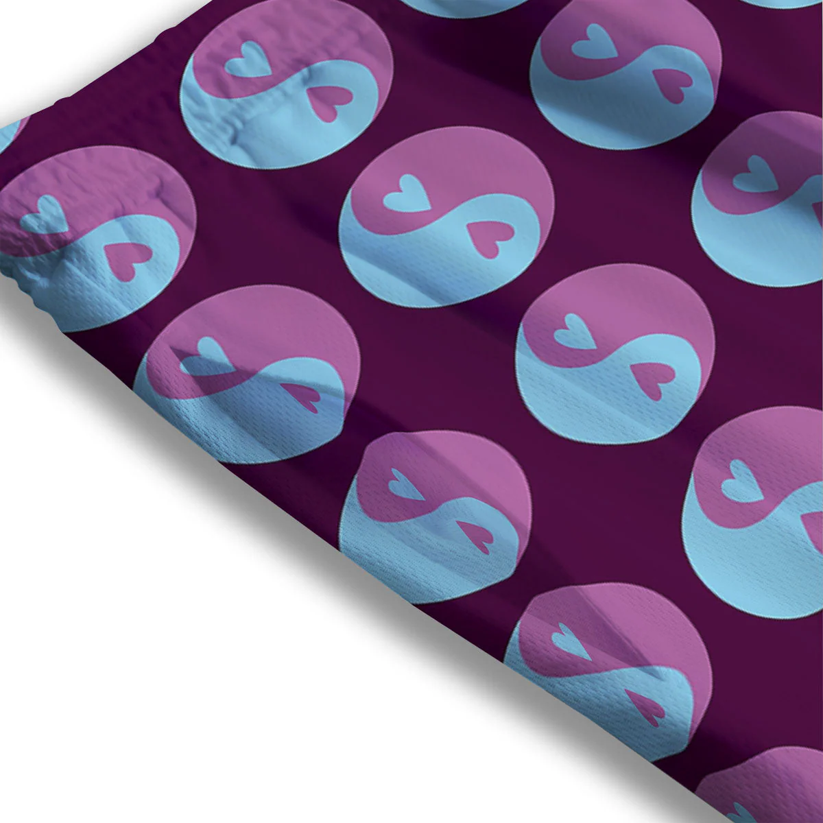 Yin Yang Blue And Purple Print Mesh Shorts - Image 3