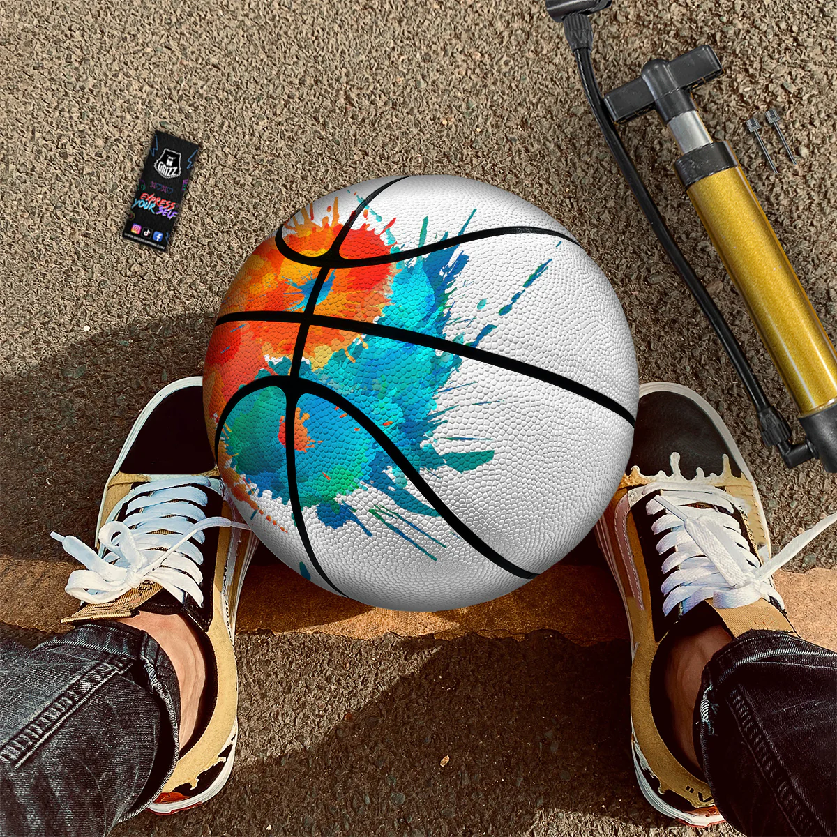 Yin Yang Colorful Splash Print Basketball - Image 3