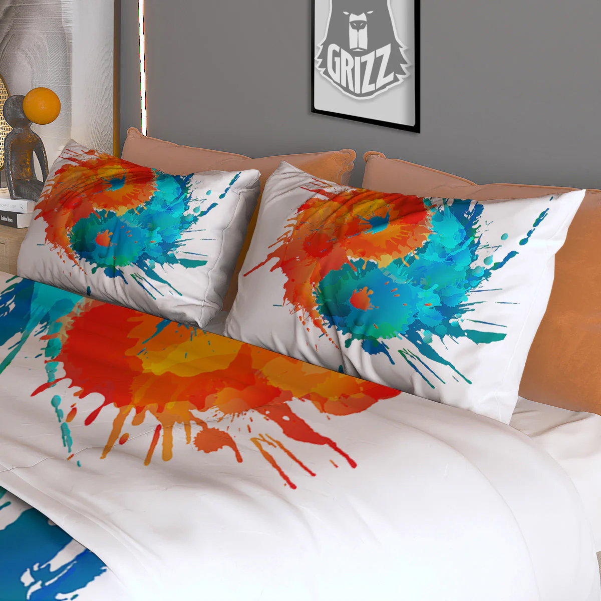 Yin Yang Colorful Splash Print Duvet Cover Bedding Set - Image 3