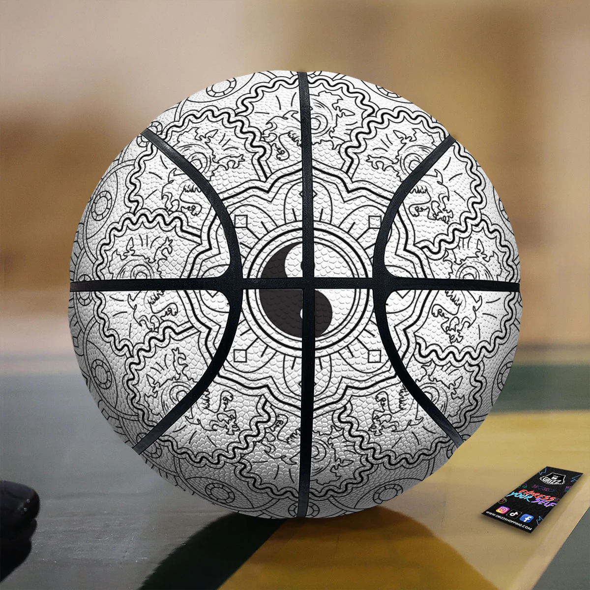 Yin Yang Mandala White And Black Print Basketball