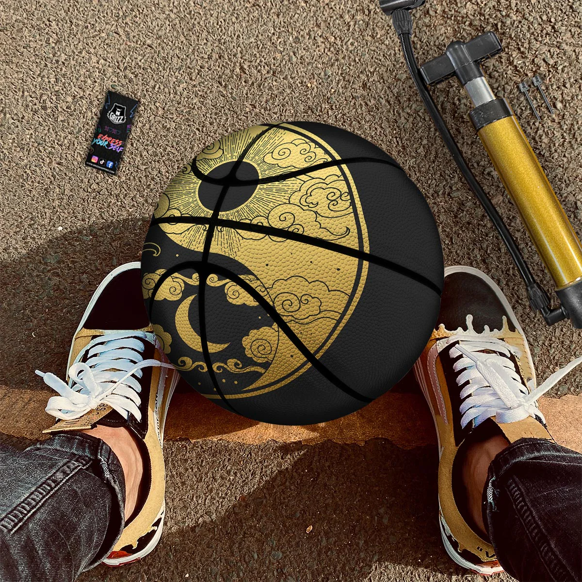 Yin Yang Moon And Sun Print Basketball - Image 2