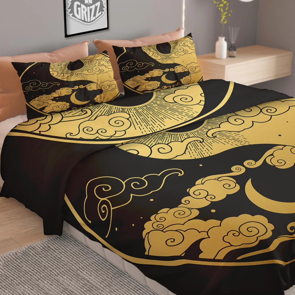 Yin Yang Moon And Sun Print Duvet Cover Bedding Set - Image 2
